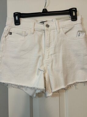 Just USA Cream Frayed Hem Denim Shorts